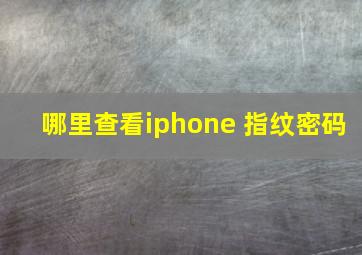 哪里查看iphone 指纹密码